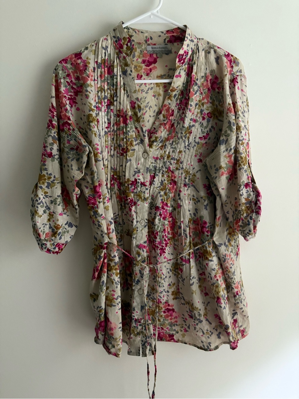 World Market tie-waist Tunic Top, Flawed!!